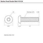MewuDecor 10-24 x 1-1/2" Button Head Socket Cap Bolts Screws, 50 PCS
