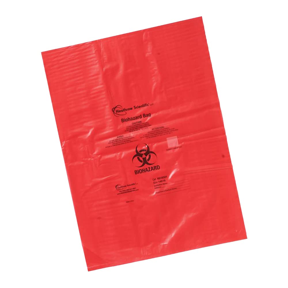 HS10322 Biohazard Disposable Bag, 19" x 23", Red