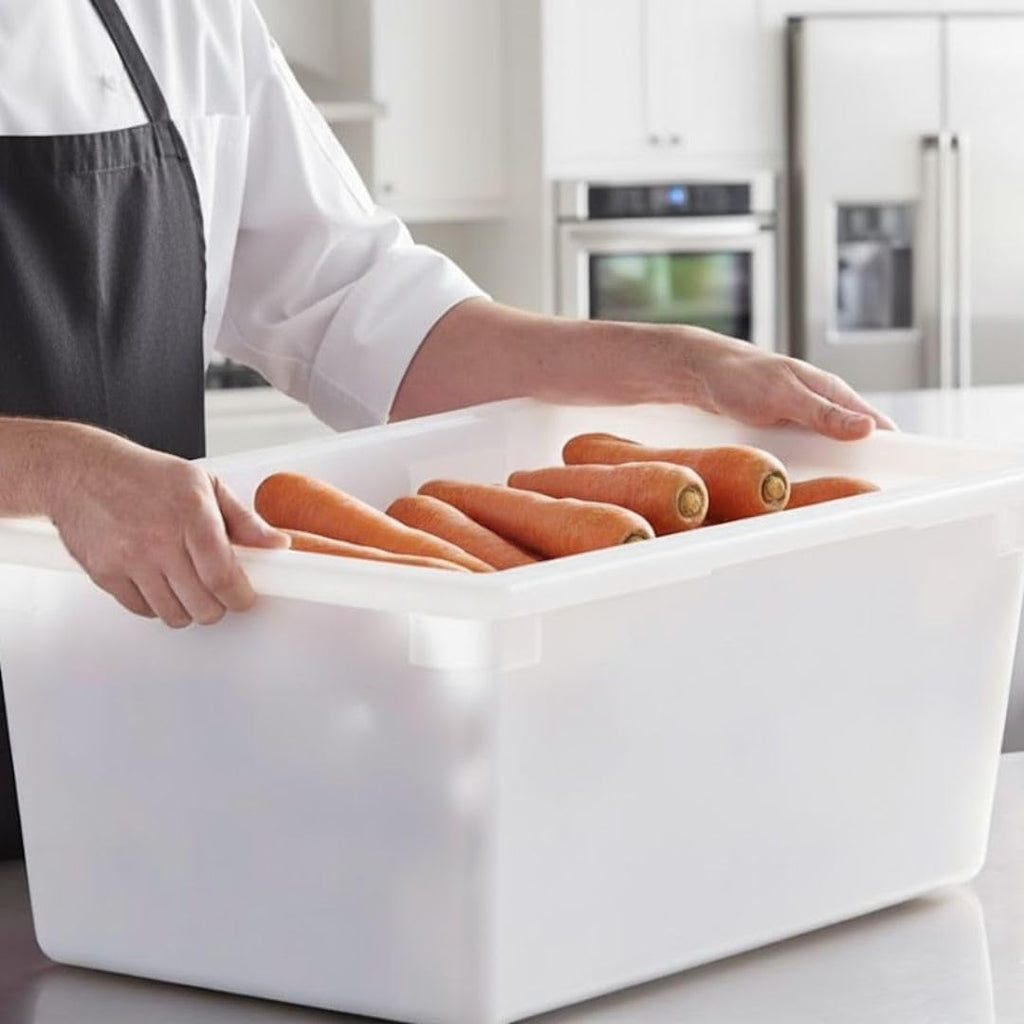 18" x 26" x 12" Polypropylene 17 Gallon Food Storage Box Container White Color- Commercial Food Storage Box Stackable