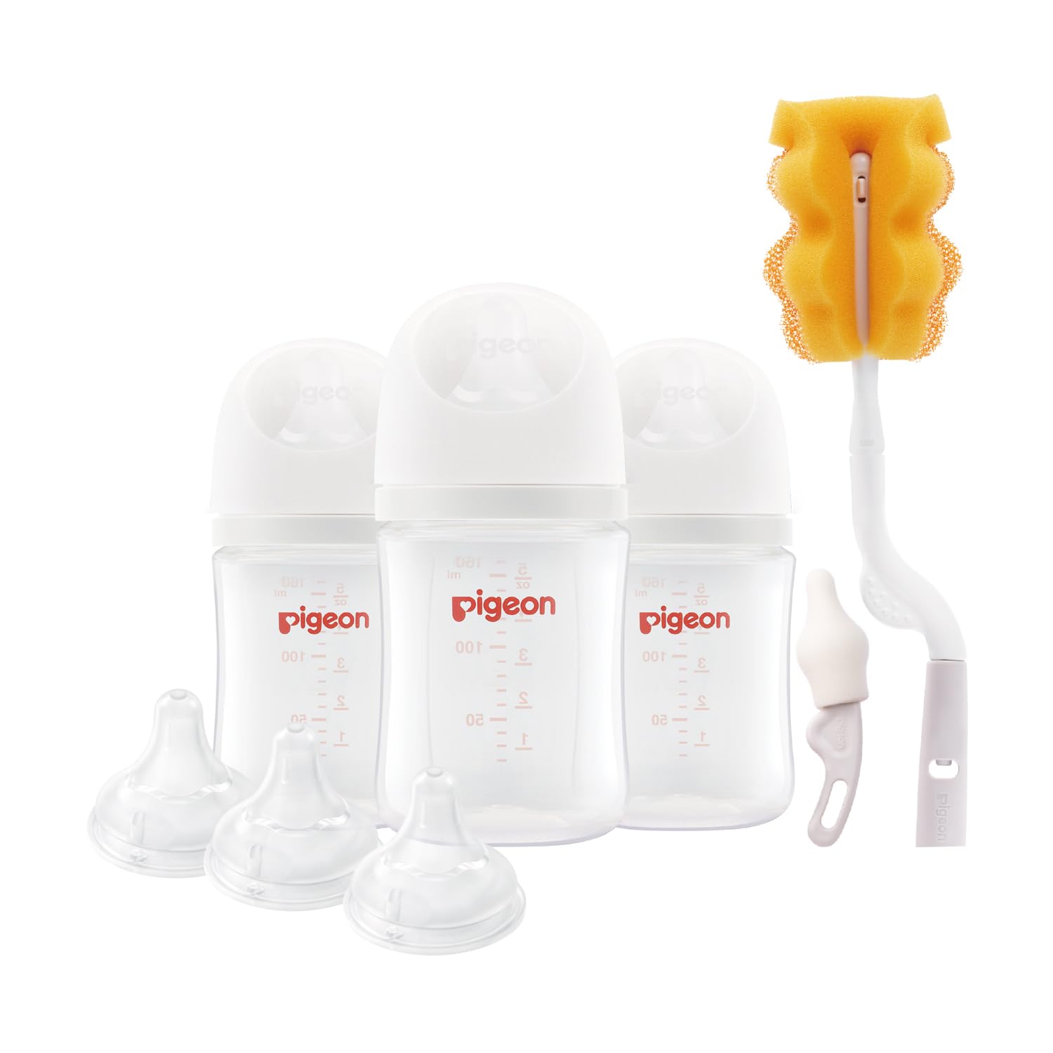 Newborn Baby Bottle Feeding Gift Set, Nurture & Nest, Anti-Colic Wide Neck Bottles with Latch-On Silicone Nipples, 3