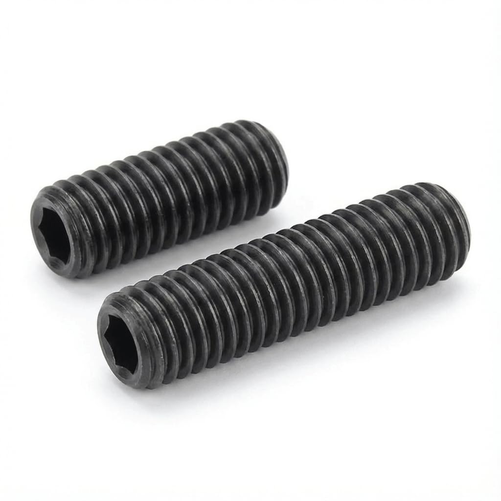 1/4-20 x 5/8'' (20 Pack) Set Screws, Black Oxide 304 Stainless Steel 18-8, Internal Hex Head Allen Drive Cup Point Screws (with Hex Key Wrench)