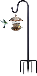 Shepherd Hooks for Outdoor, 1 Pack 62 Inch Bird Feeder Pole with 5 Prongs Base for Hanging Lantern, Hummingbird