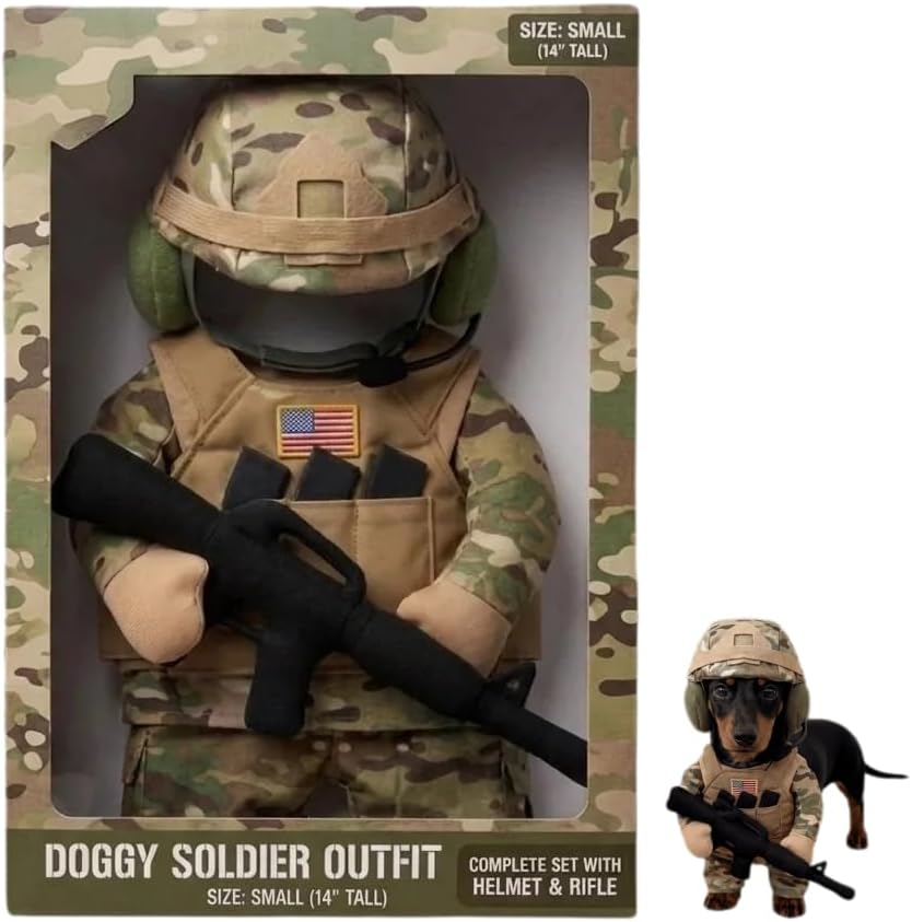 Funny Tactical Soldier Pet Costume Front-Facing Military Uniform for Dogs & Cats, Pet Cosplay Clothes Halloween