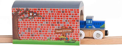 Wooden Train Track Accessories Large Wooden Train Tunnel Track Solid Wood Compatible with Thomas the Tank Brio