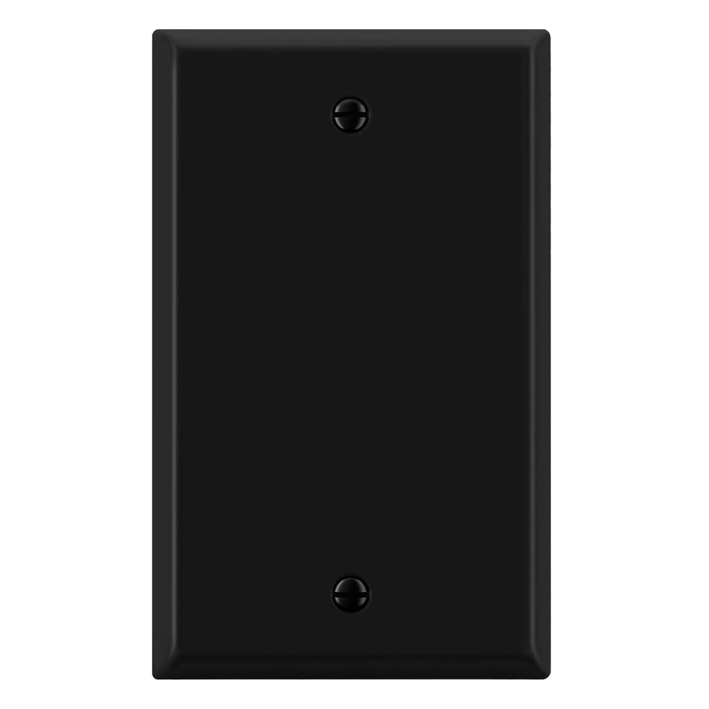 ENERLITES Blank Device Metal Wall Plate, Standard Size 1-Gang, Black Matte