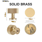 4pcs Solid Brass Cabinet Knobs Pulls Cabinet Drawer Dresser Gold Knobs Modern Knurled Handles (1"x1"/25mmx25mm)