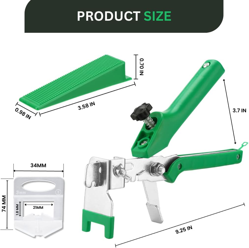 Tile Leveling System with 1 Plier, 300 Wedges, 300 1/16" Clips - Tile Spacer Leveling System Kit for Perfect Tile