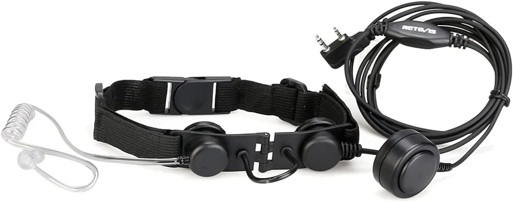 Adjustable Throat Mic Walkie Talkies Earpiece, Acoustic Tube, 2 Pin | for RT22/RT68/RT21/H777/RT27, Compatible with