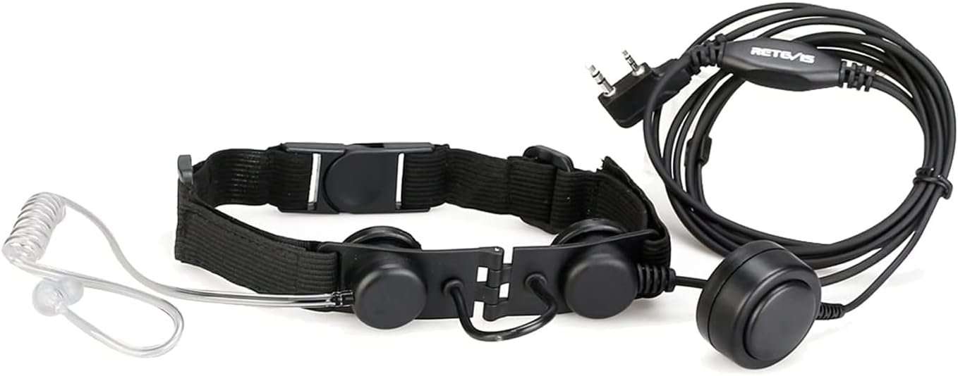 Adjustable Throat Mic Walkie Talkies Earpiece, Acoustic Tube, 2 Pin | for RT22/RT68/RT21/H777/RT27, Compatible with