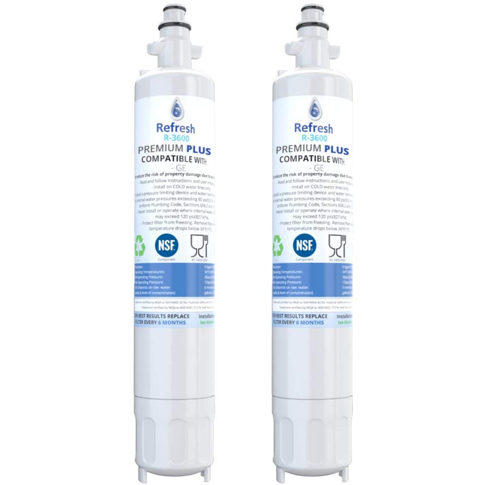 Refresh Plus Refrigerator Water Filter Replacement for GE RPWF, 2-Pack