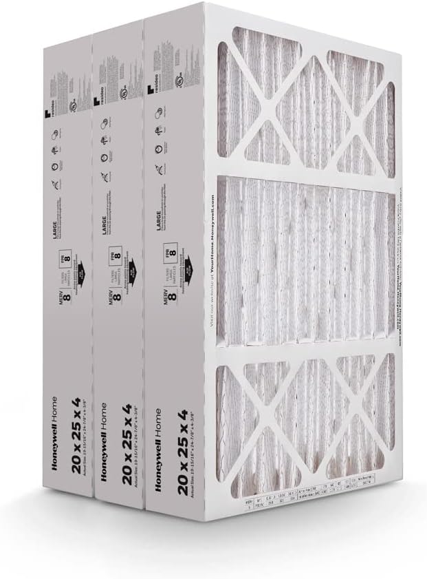 20x25x4 MERV 8, AC Furnace Air Filter, 3 PACK | (CF100A1025-3PKAM) (Actual Dimensions: 19.94 x 24.87 x 4.38 in.)
