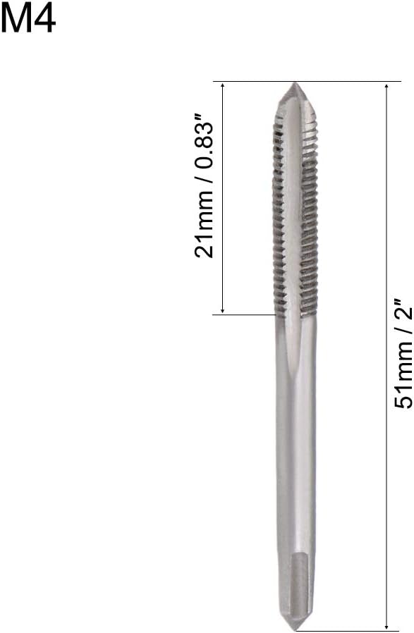 uxcell 5 Pairs Metric Hand Threading Tap Set M4 Thread 0.7mm Pitch Taper & Plug Milling Taps Straight Flutes High Speed Steel