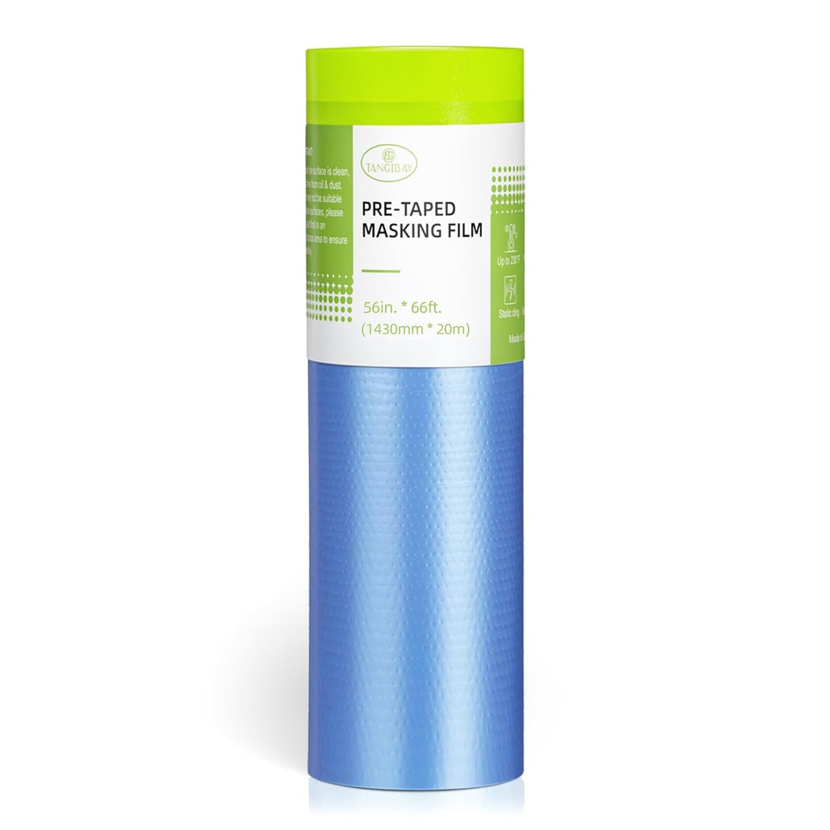Pre-Taped Masking Film for Painting - 56" x 66' Painters Plastic Sheeting for House & Automotive Paint, Tape and