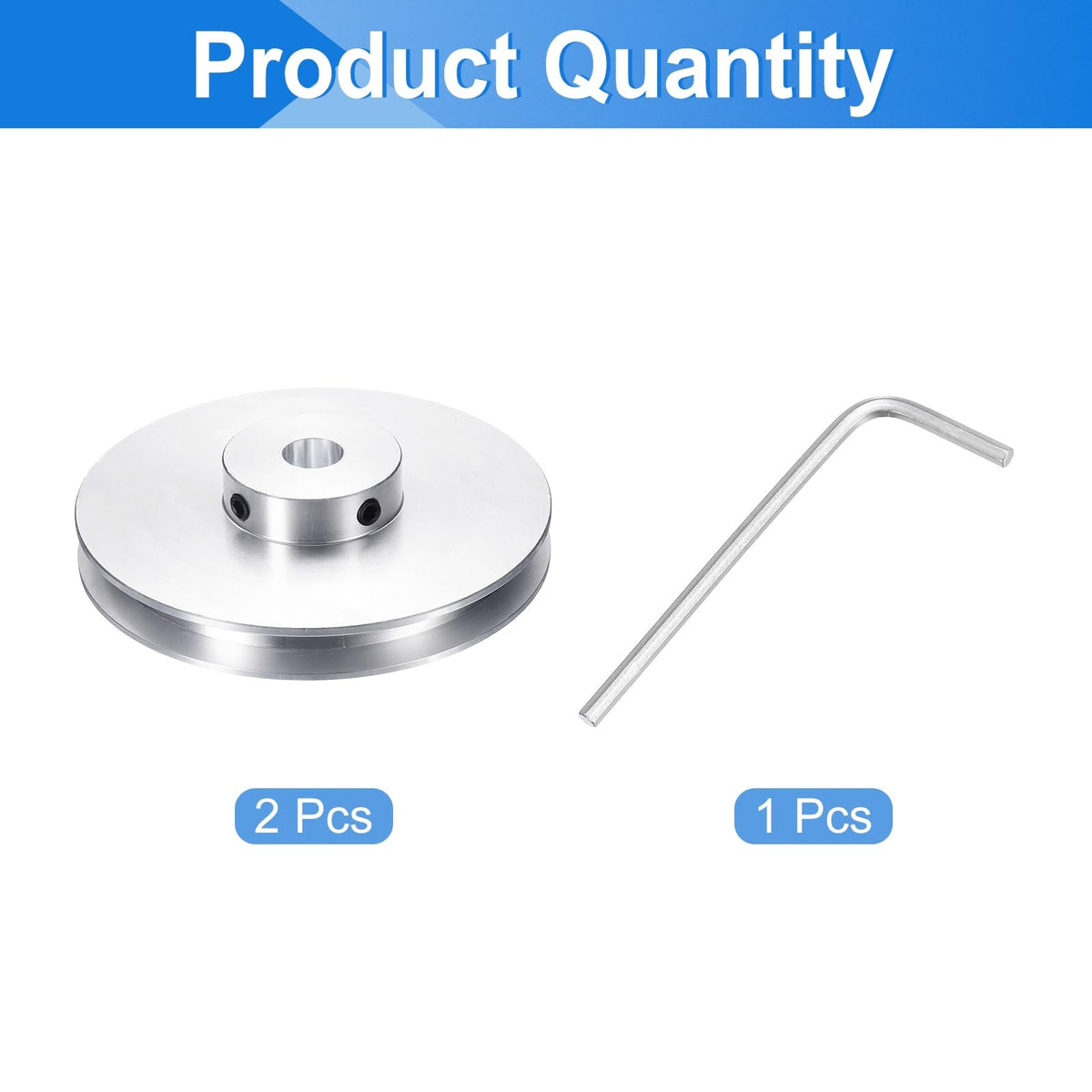 uxcell 2Pcs Single Groove Pulley, 10mm Fixed Bore 80mm Outer Diameter Aluminum Alloy Mechanical Belt Pulley with Hex Wrench for 6mm PU Round Belt