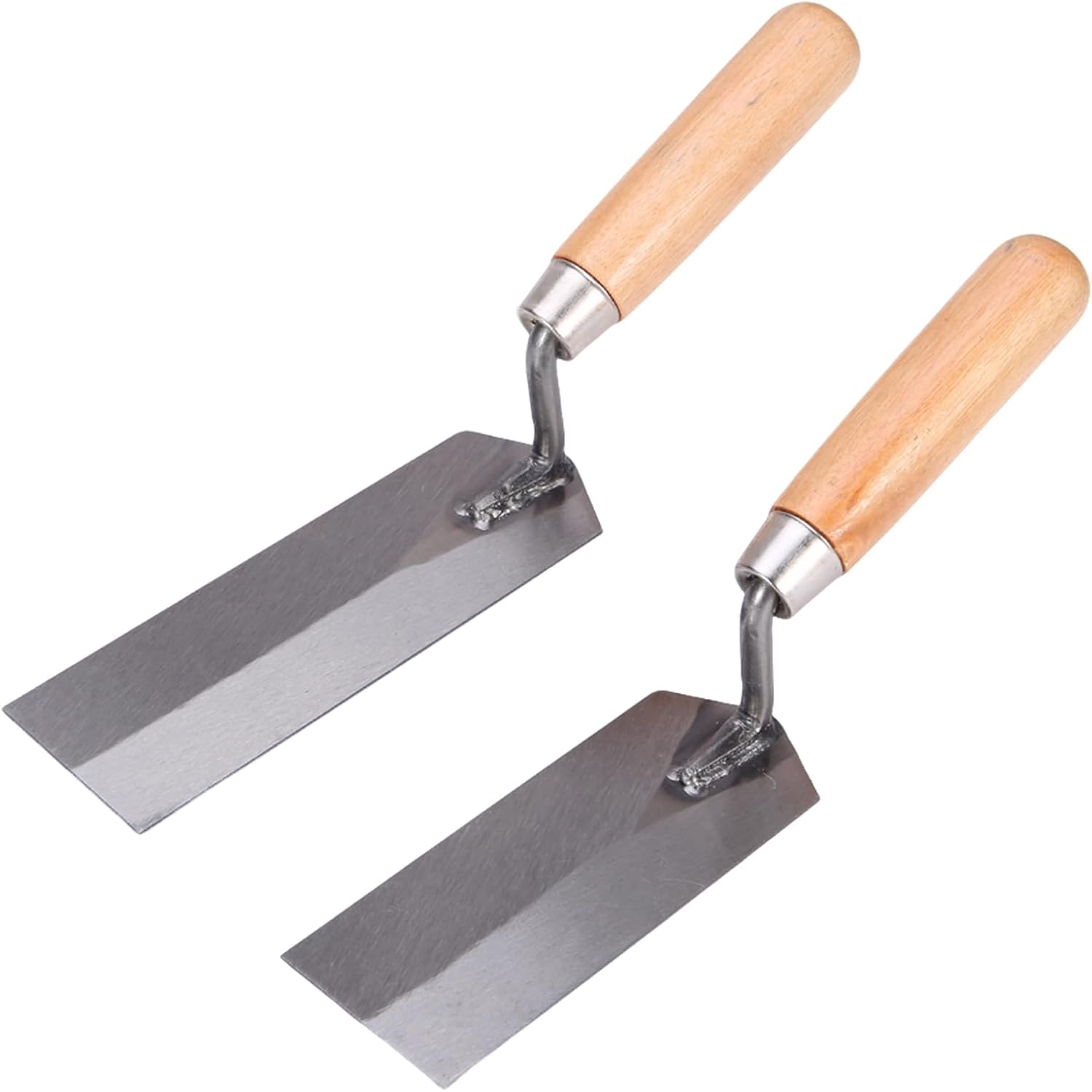 2-Piece Masonry Margin Trowel Set – 5" x 2" & 6" x 2" Carbon Steel Blades, Wood Handles, Concrete Trowel for Masonry