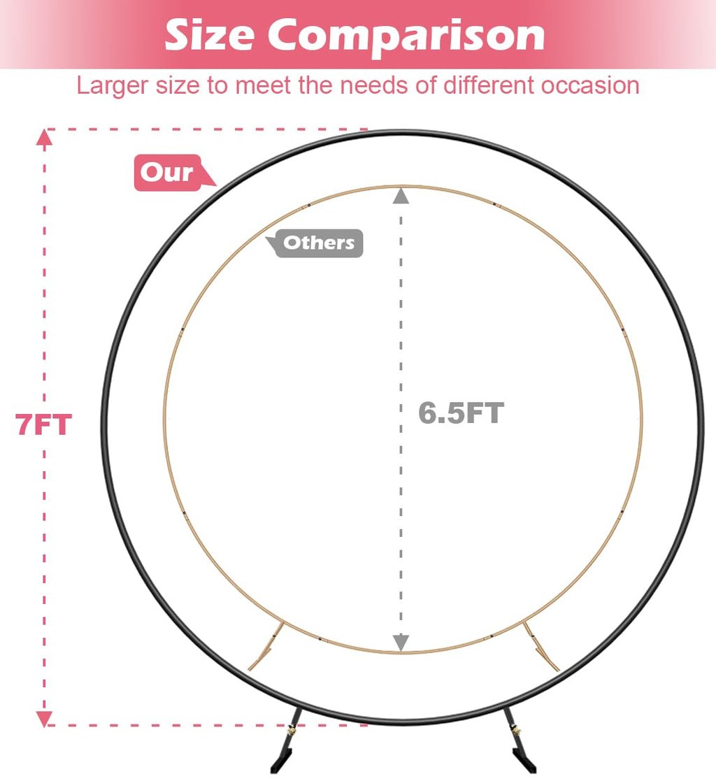Large Wedding Arch for Ceremony 7Ft, Circle Arch for Party, Black