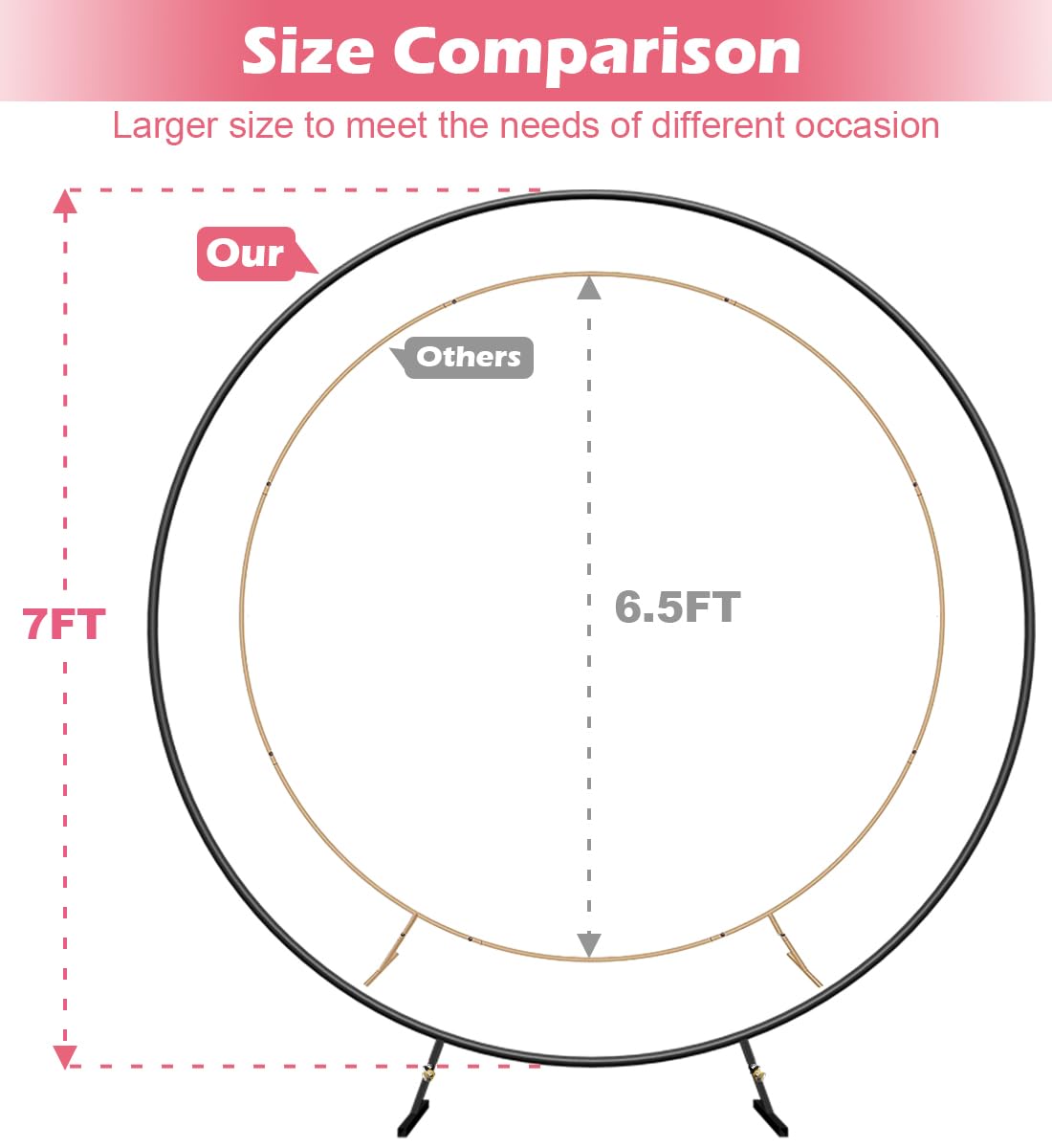 Large Wedding Arch for Ceremony 7Ft, Circle Arch for Party, Black