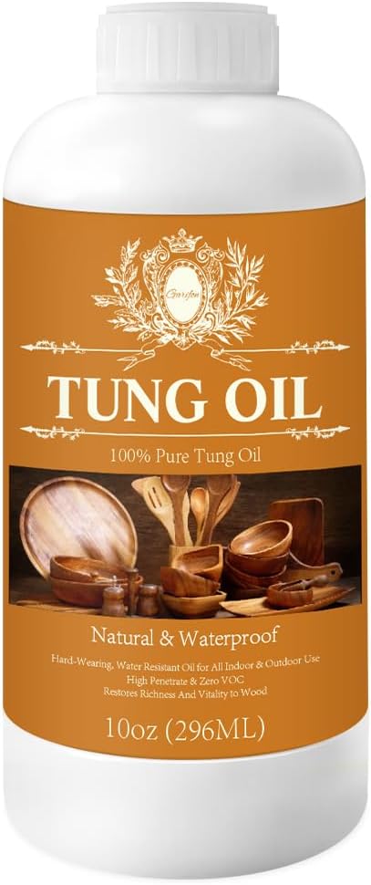 10 OZ Pure Tung Oil for Wood Outdoor/Indoor, Food Grade Sealer