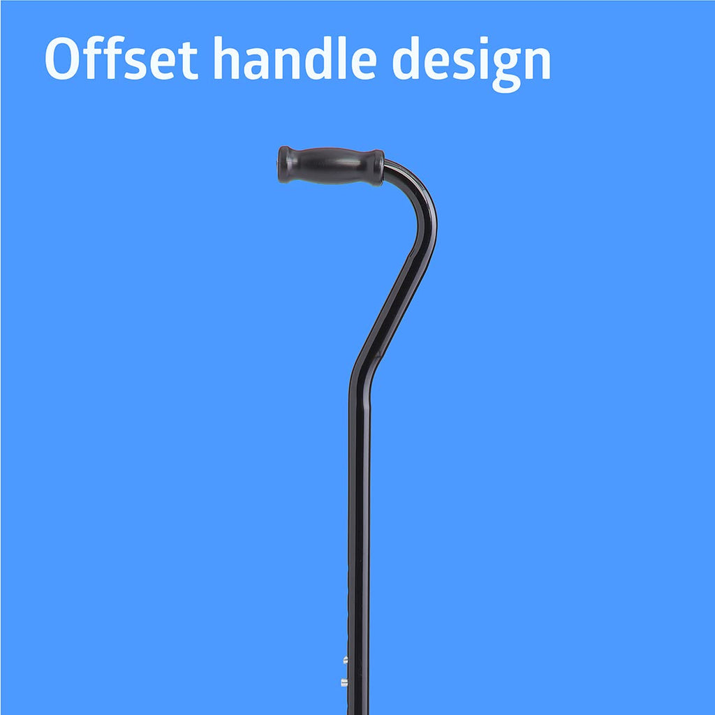 Tall Steel Bariatric Offset Handle Cane, Adjusts 37–48", 500 lbs. Capacity — for Men & Women with Foot & Leg