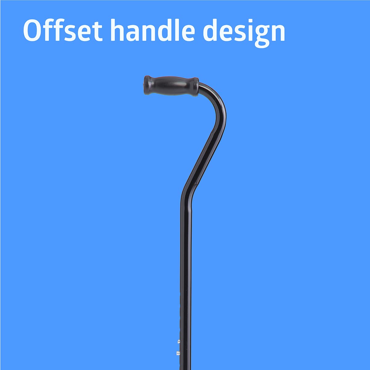 Tall Steel Bariatric Offset Handle Cane, Adjusts 37–48", 500 lbs. Capacity — for Men & Women with Foot & Leg