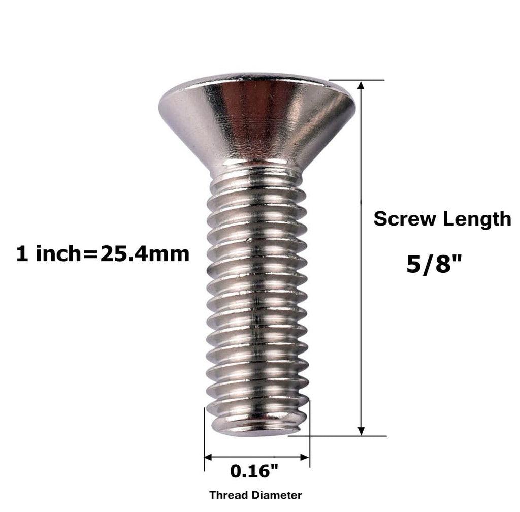 #8-32 x 5/8" Flat Head Socket Cap Screws Countersunk Bolts, Allen Hex Socket Drive, 304 Stainless Steel 18-8, Full Thread, 40Pcs
