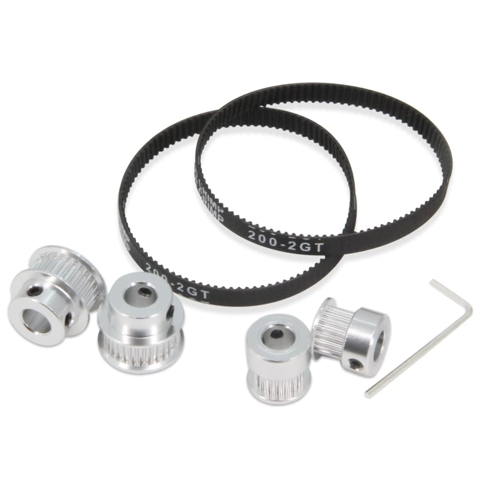 Zeelo 2PCS Set GT2 Synchronous Wheel 20&60 Teeth 10mm Bore Aluminum Timing Pulley with 2PCS Length 200mm Width 6mm Belt (20-60T-10B-6)