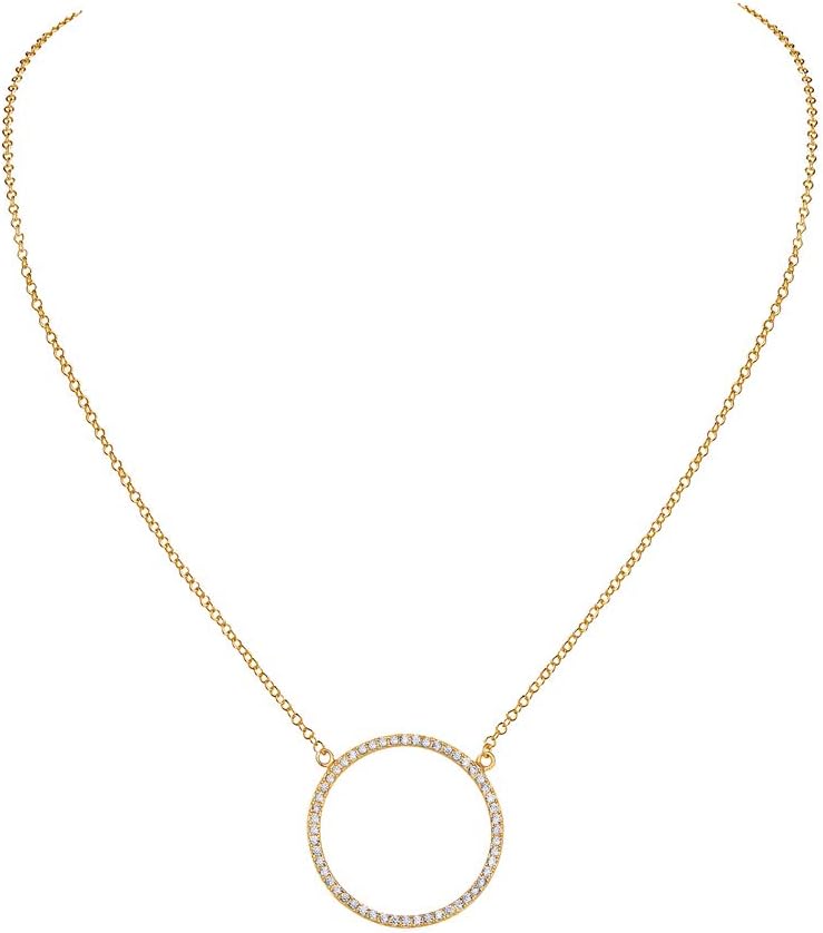 925 Sterling Silver Circle of Life White Clear CZ Pendant Necklace