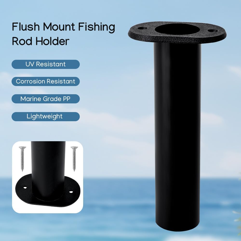 Fishing Rod Holder Plastic with UV 90 Degree Flush Mount 2PCS for Yacht and Boats