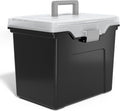File Folder Tote, Portable Filing Box for Letter SIze Hanging Folders, Security Latch & Built-In Lid Organizer