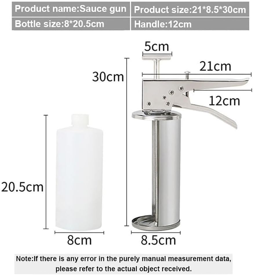 Quantitative Sauce Dispenser, Stainless Steel Burger Sauce Gun, with Squeeze Bottles