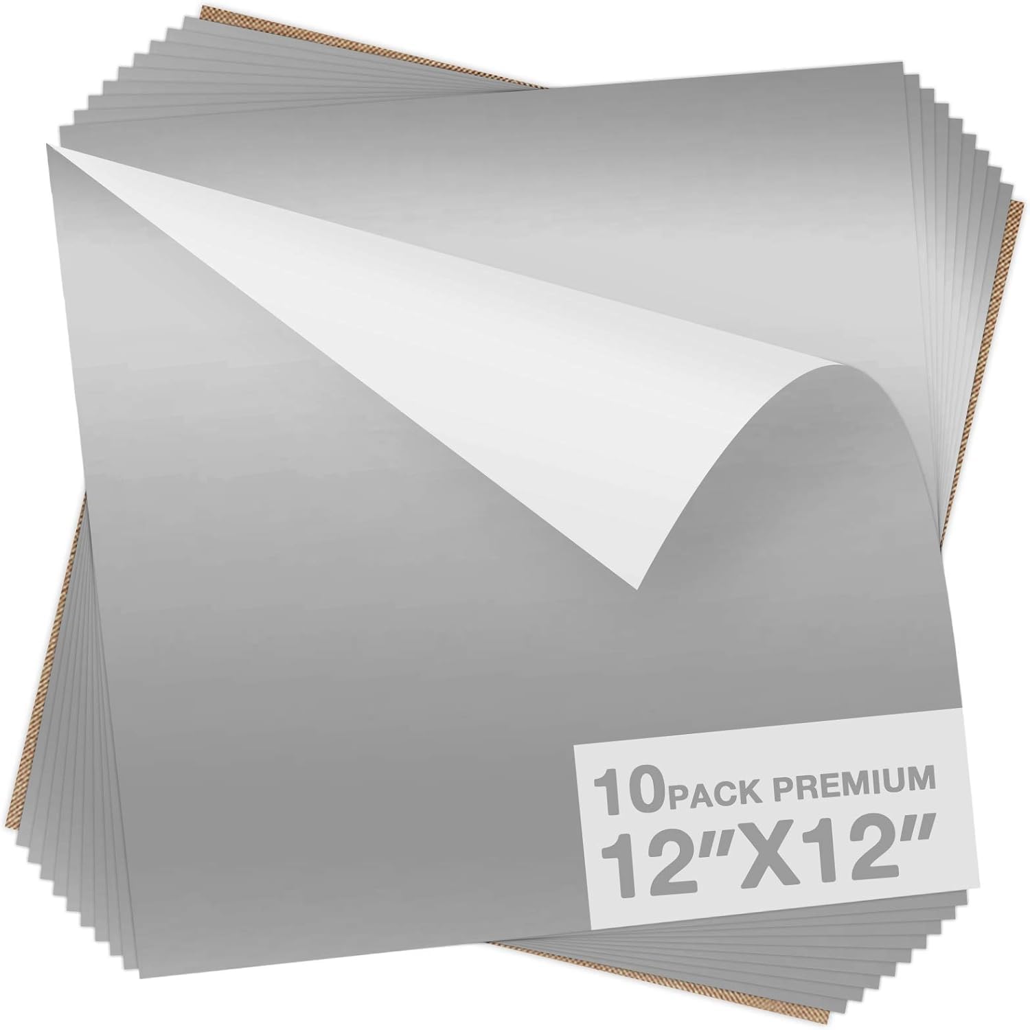 Silver Heat Transfer Vinyl, 10 Pack 12 x 12in Silver HTV Vinyl | Iron on Vinyl for T-Shirt, Easy to Cut & Weed &
