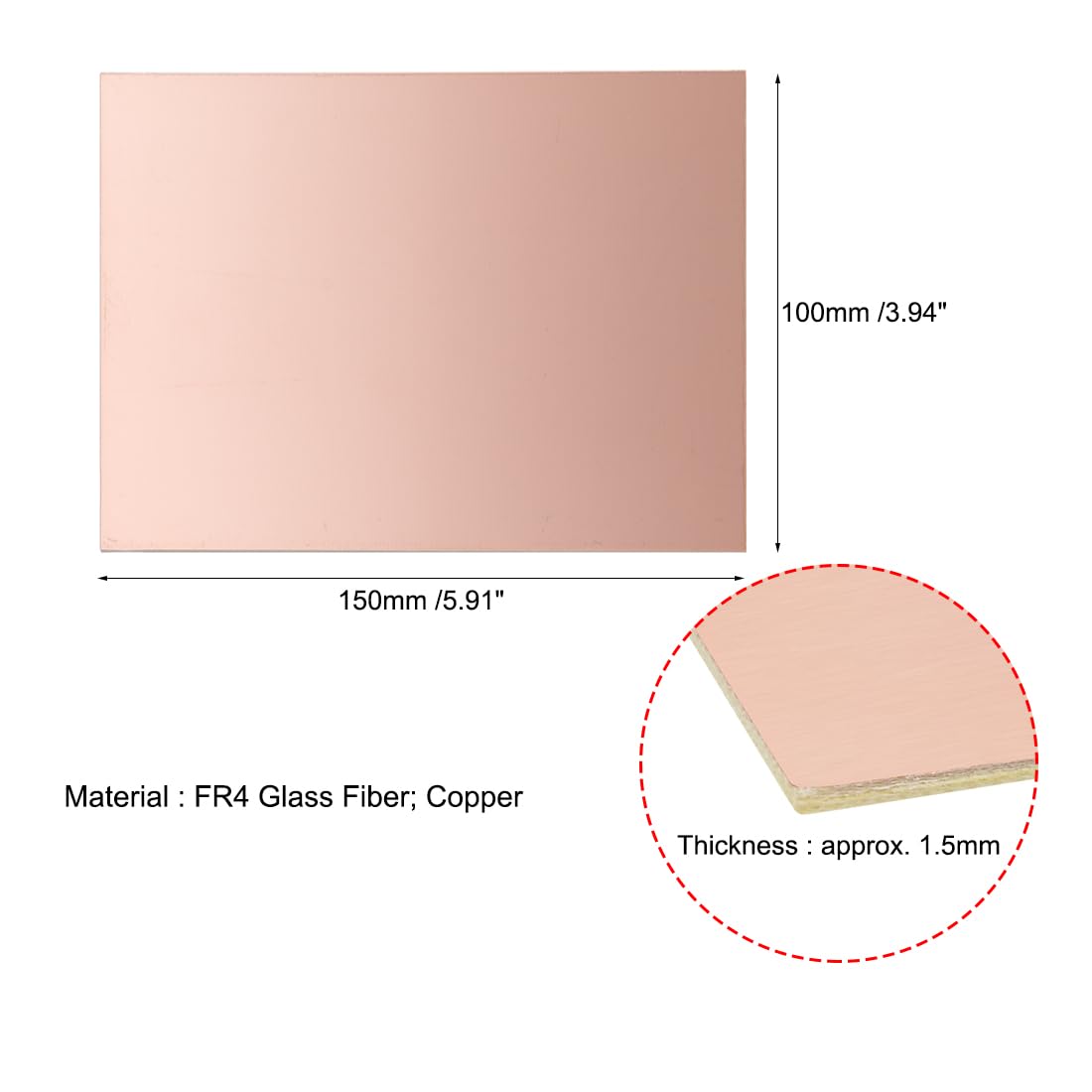 uxcell 4pcs 150x100mm Double Sided Copper Clad Laminate PCB Circuit Board FR4 1.5mm Thickness DIY Prototyping PCB Board