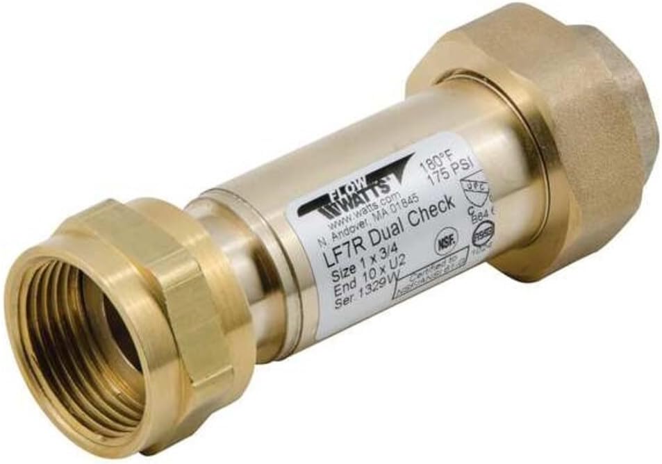 Watts LF7R Lead-Free Brass Dual Check Valve Backflow Preventer 1" x 3/4"