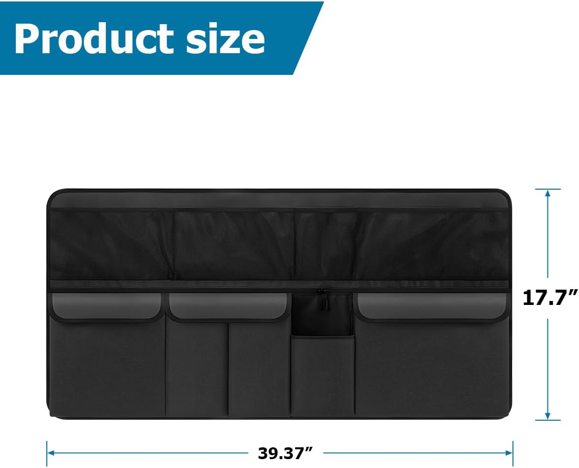 Car Trunk Organizer, Large Capacity Vehicle Backseat Hanging Storage Bag with 9 Pocekt, Space Saving Auto Seat Back
