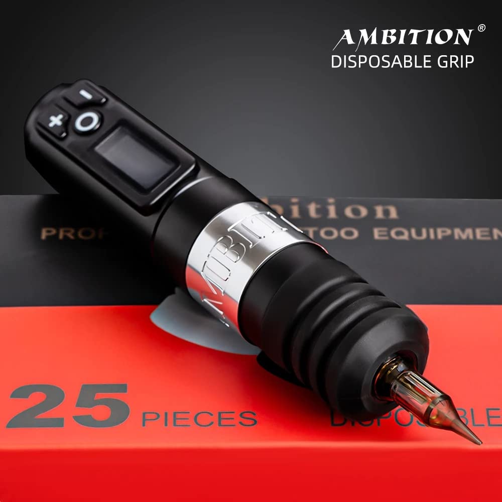 25pcs Tattoo Grip Cover Silicone - Disposable Tattoo Pen Grip Cover for Rotary Tattoo Machine