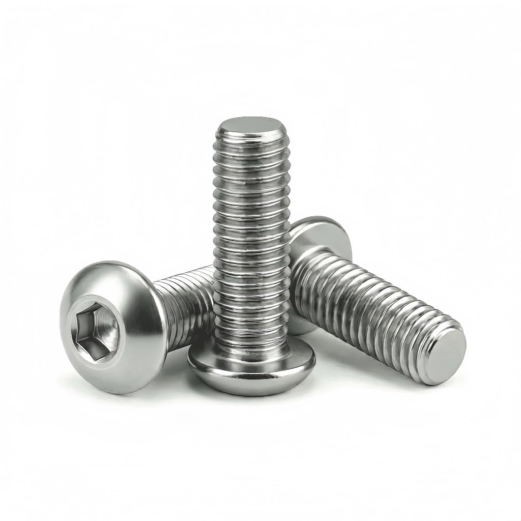 M3 x 6mm (100 Pack) Button Head Socket Cap Screws, 304 Stainless Steel 18-8, Bright Finish, Fully Machine Thread