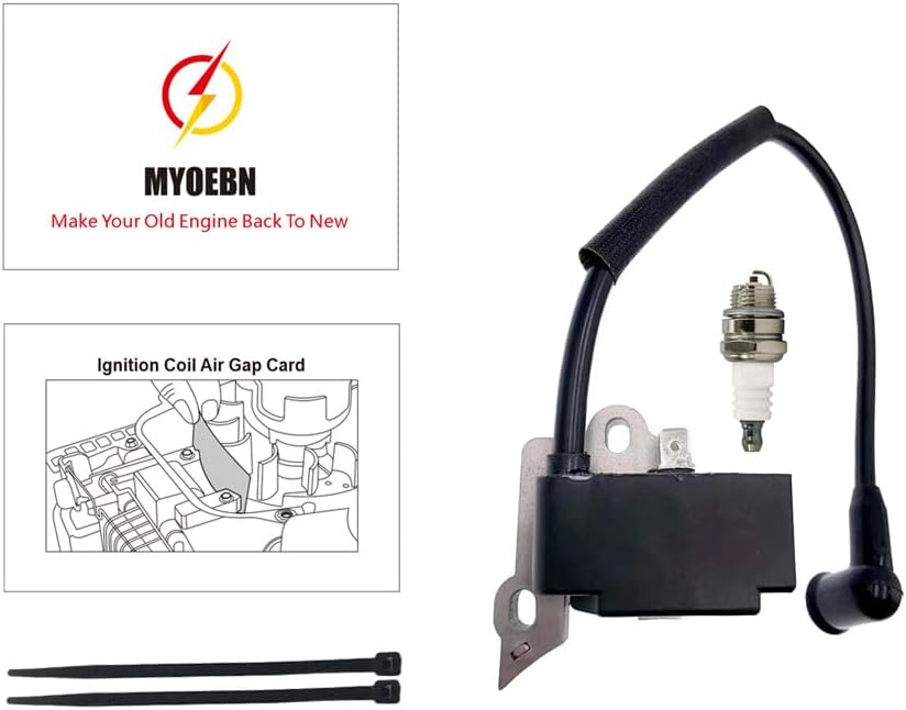 Ignition Coil with spark plug fit for Poulan Pro Poulan Craftsman 358351340 Chainsaw Weed Eater 2555 Replacement # 530039198