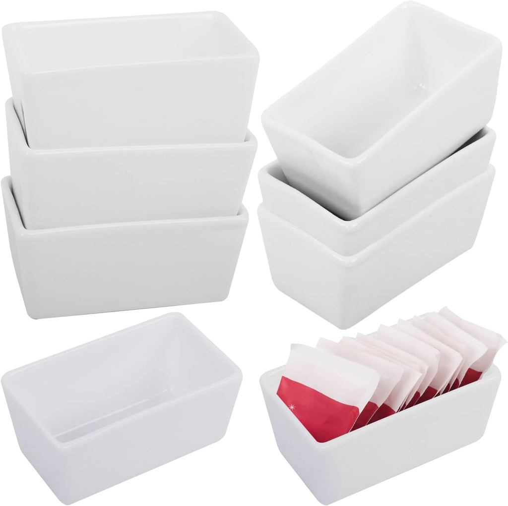 Ceramic Sugar Packet Holders, 8 Pack 5 Oz Porcelain Sugar Bag Bowl Caddy, Tea Packet Storage Container, Sugar Packet