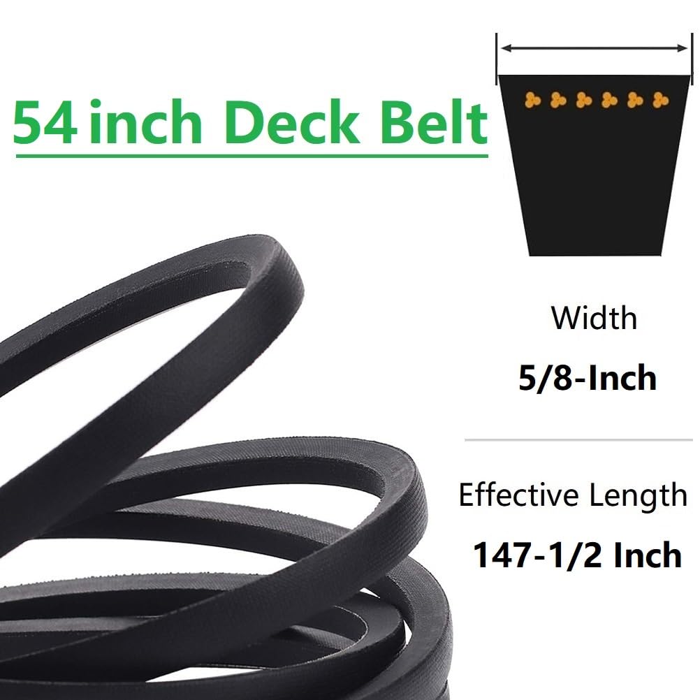 196103 54 Inch Deck Belt for Husqnra Craftsman Poulan 5/8 x 147.5 | LGT2654 YTH 24V54 GTH2654 YTH24V54 YTH2454