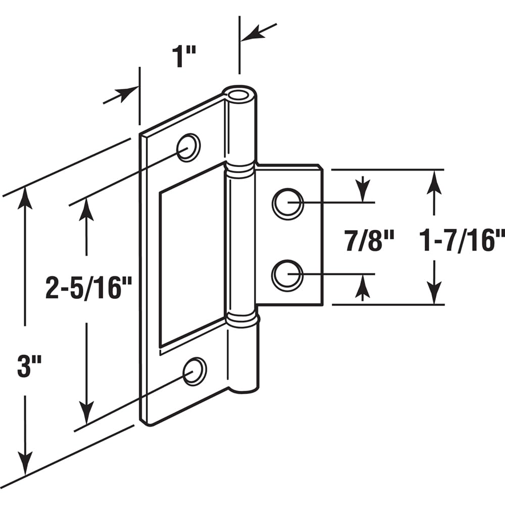 N 6656 Bi-Fold Door Hinges, Non-Mortise Style, Brass Plated (2 Pack)