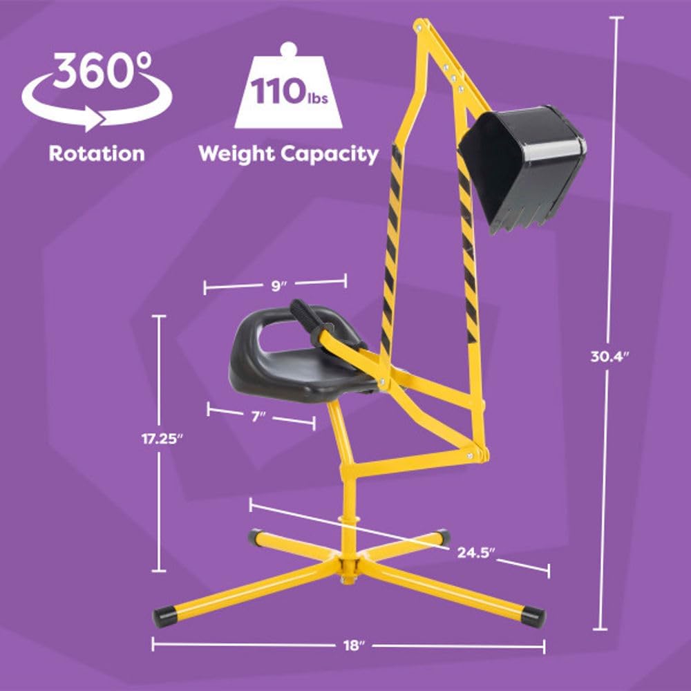 Ride on Excavator Toy for Sandbox or Beach - Heavy Duty Metal Sand Digger Excavator for Kids with 360 Degree Rotating