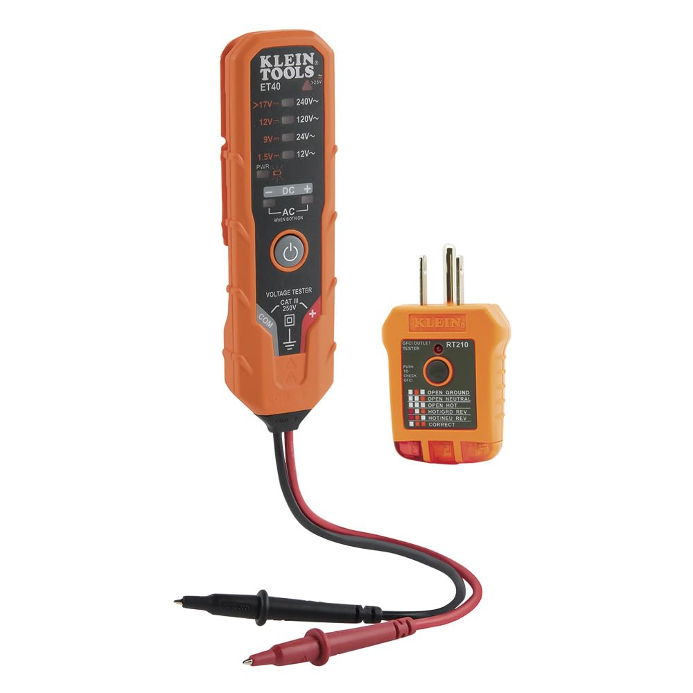 Klein Tools ET40VP GFCI Receptacle Tester and AC/DC Voltage Tester Kit