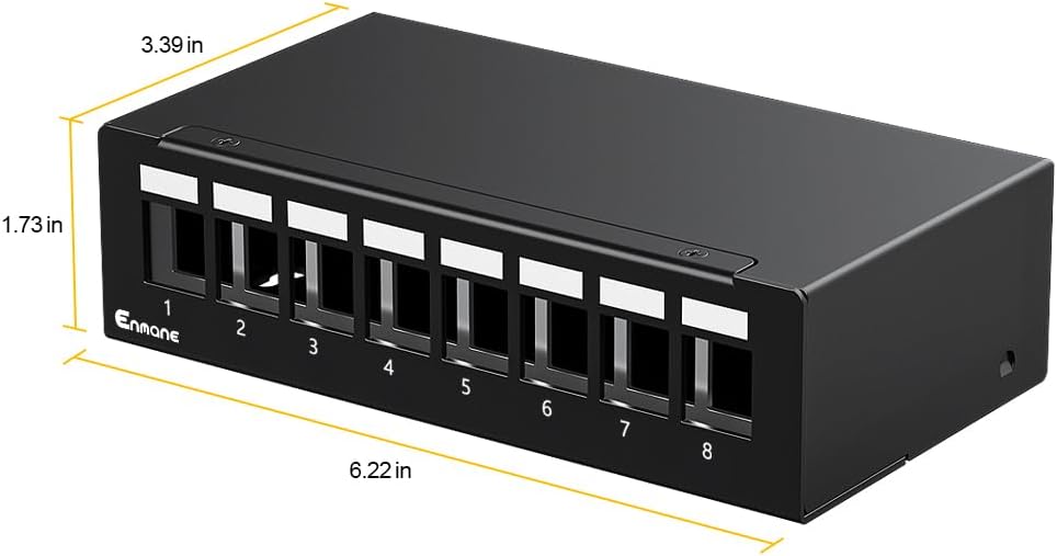 Patch Panel 8 Port Blank Keystone Patch Panel STP&UTP Compatible with LC/SC/ST/FC/USB/HDMI Keystone Jack for Desk Mount Home Ethernet Termination Box