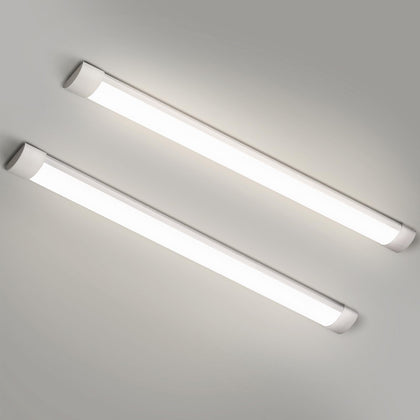 2 Packs 4FT LED Batten Light with 50cm Cable, Ultra-Thin Slim Ceiling Surface Mounted Light, 40W, 4000K, IP20, LED