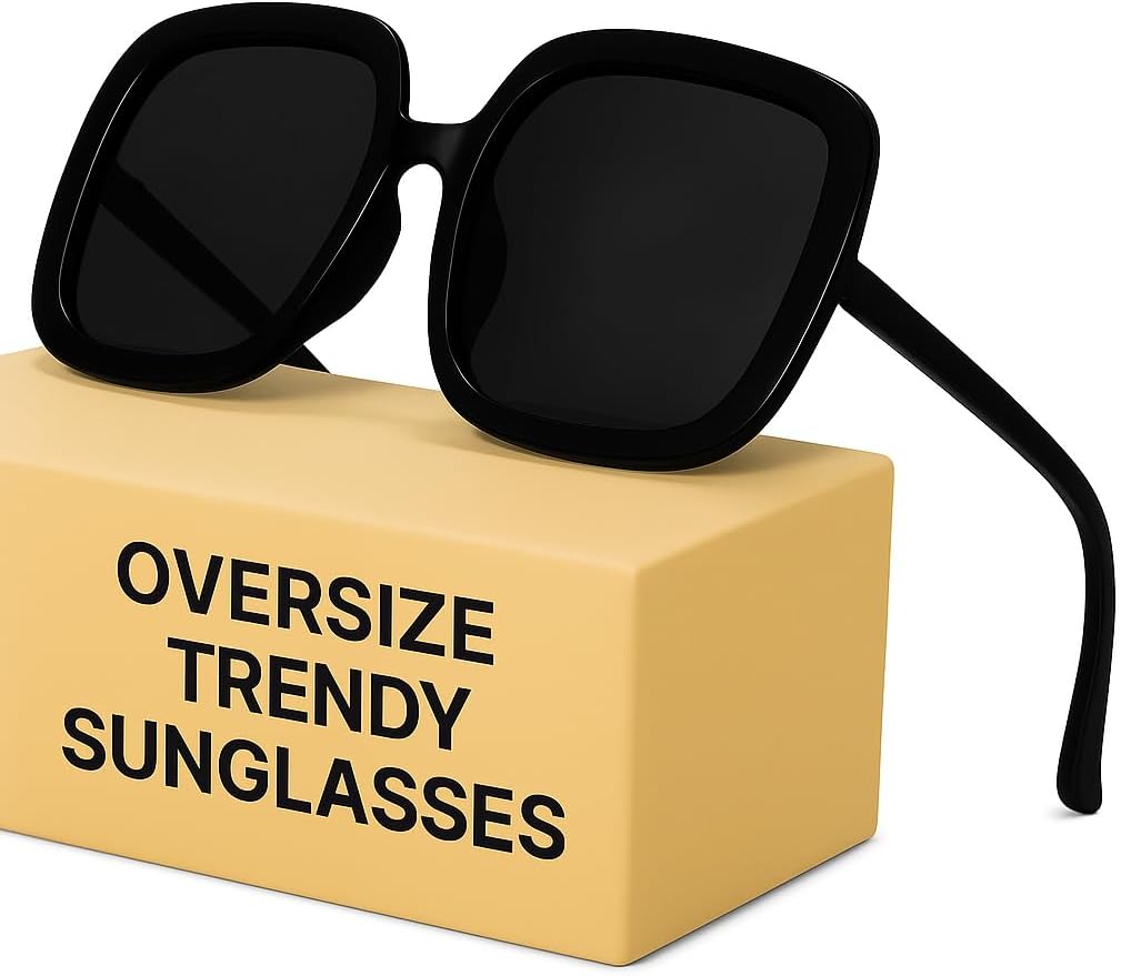 Oversized Polarized Sunglasses Women, Trendy Retro Sun Glasses for Women 2025, Oversized Shades