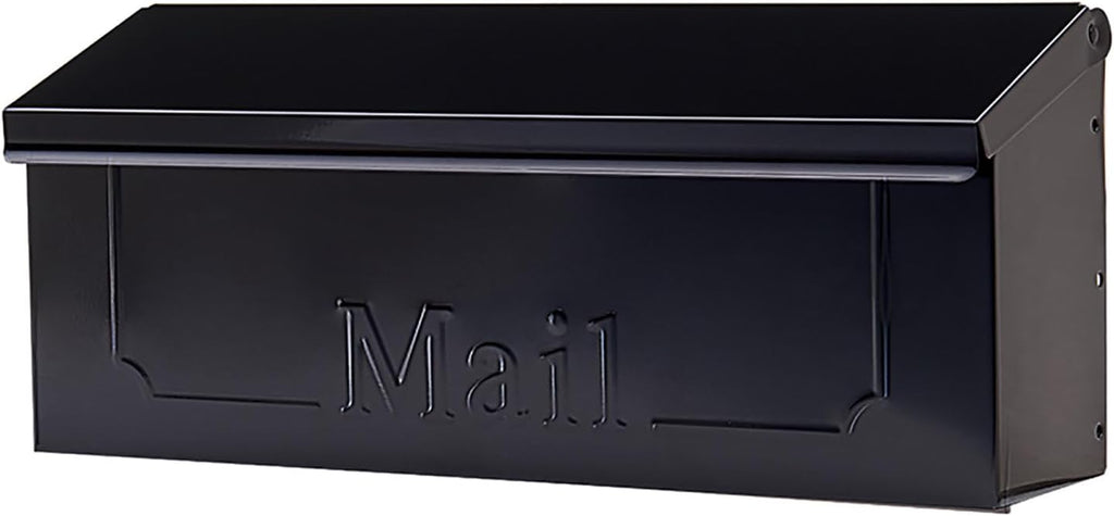 Townhouse Galvanized Steel, Wall-Mount Mailbox, Black Small | Galvanized steel build for outside with