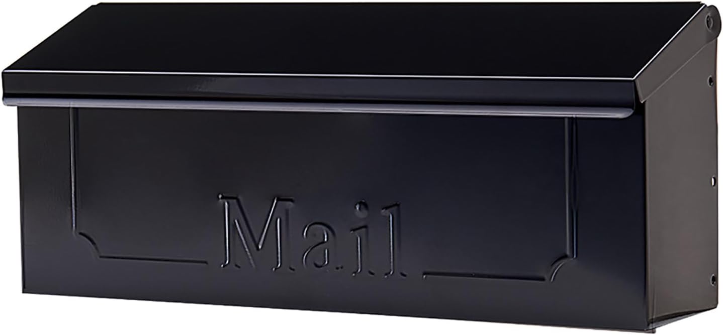 Townhouse Galvanized Steel, Wall-Mount Mailbox, Black Small | Galvanized steel build for outside with