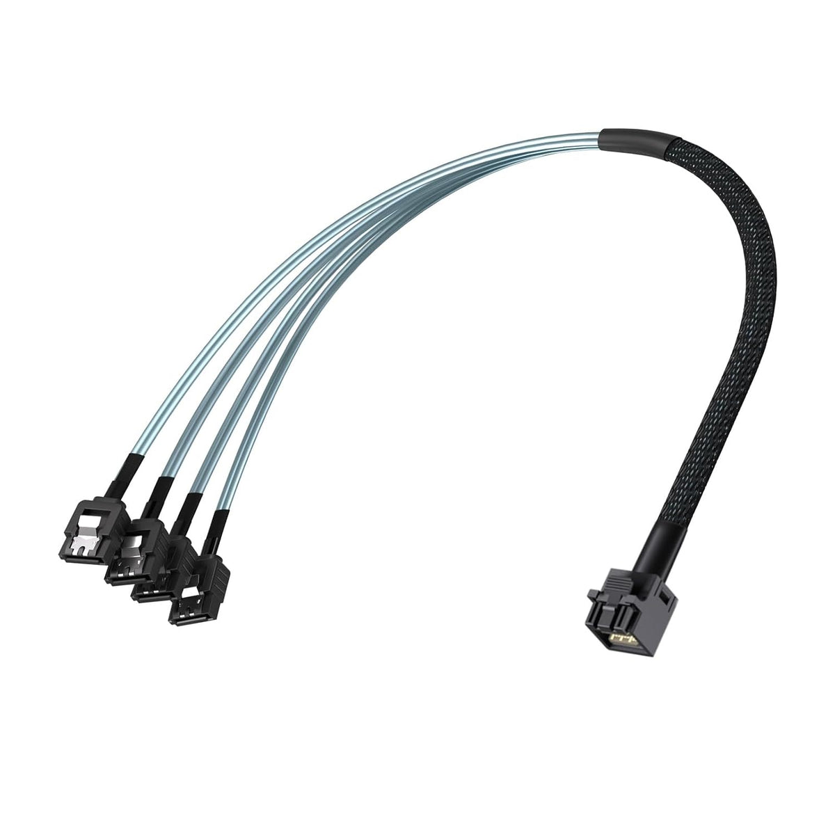 10Gtek MiniSAS HD SFF-8643 Breakout to 4xSATA Cable, for Server JBOD/Storage Tray & SAS RAID Controller Compatibility, 0.75~0.8m(2.46~2.62ft)