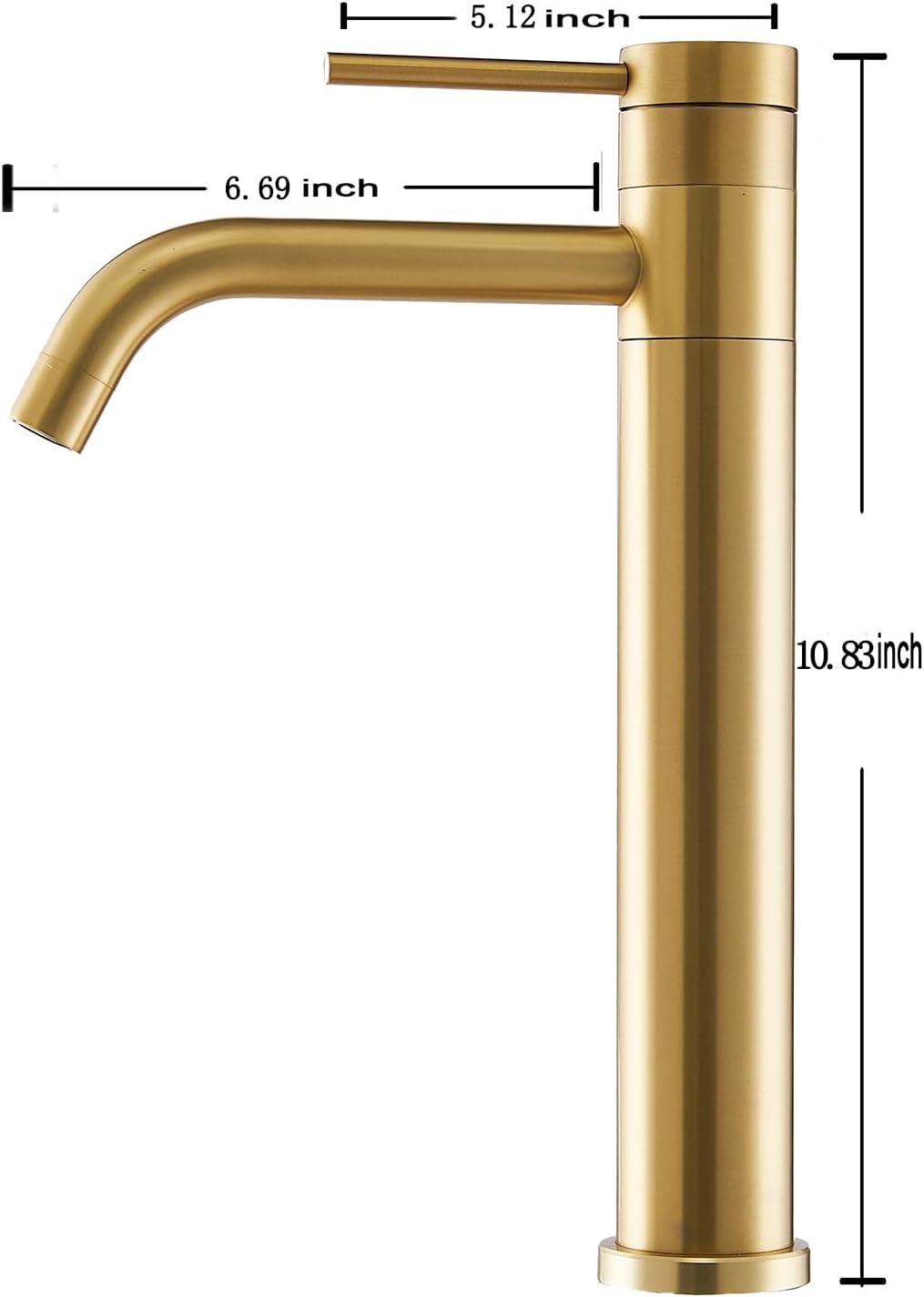 Hotis Gold Vessel Sink Faucet, 360 Swivel Brushed Gold Vessel Faucet, Single Handle Tall Body Farmhouse Vessel