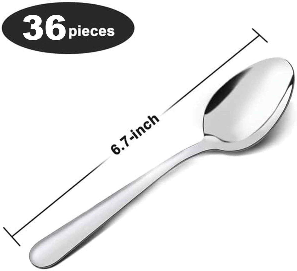36-Piece Tea Spoons Set Silverware - Only for Home, Kitchen or Restaurant - Mirror Polished, Dishwasher Safe 6.7 inch
